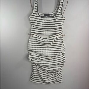 Striped Knit Tank Dress BodyCon- White & Black